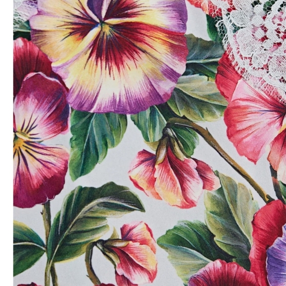 DOLCE&GABBANA Floral-print silk-blend crepe and lace dress size 10 - Picture 4 of 7